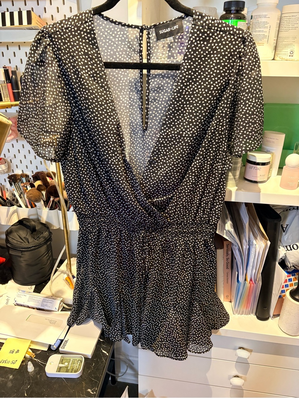 Sugarlips Black Heart Print Blouse